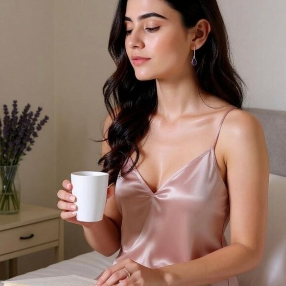 Vintage-Style ✦ Mozambique Garnet Drop Earrings ✦ 316L Stainless Steel Leverback - Picture 7 of 9